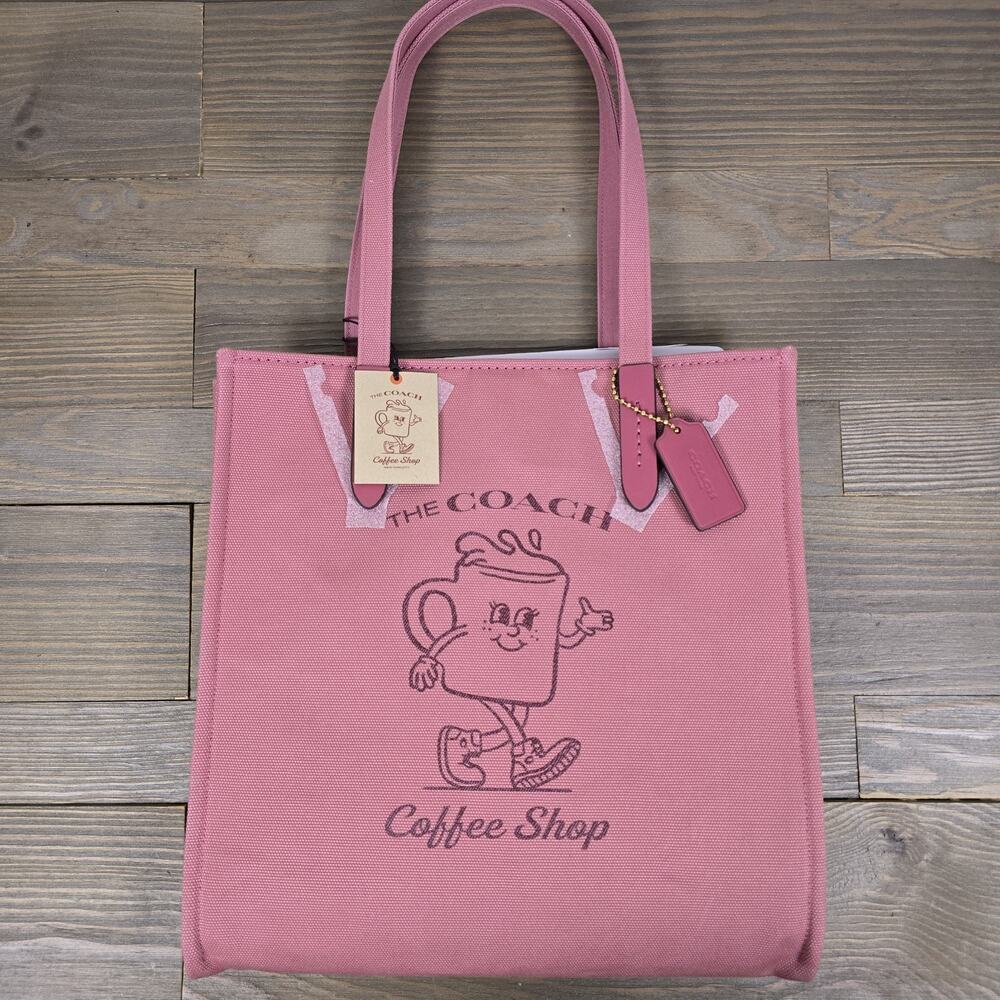 Coach Cafe Lil Miss Jo Coffee Shop Canvas Tote Limited Edition - Rouge Pink NWT